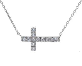 NEW! 1/2 Carat Diamond East-West Cross Necklace