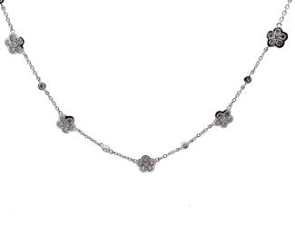 3 Carat Diamond Flower Cluster Station Necklace