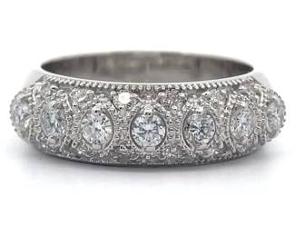 0.75 Carat Diamond Dome Band Milgrain Ring
