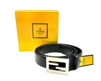 Fendi Black Leather Silver Hardware Belt Size 43–49 in (Approx. US Men’s 38–44); Pre-Owned