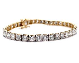 Classic 12 Carat Diamond Tennis Bracelet in 14k Yellow Gold