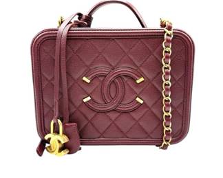 Chanel Burgundy Medium Filigree Vanity Case; Pre-Owned