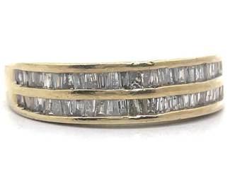 1.25 Carat Natural Diamond Baguette Double Channel Ring in Yellow Gold