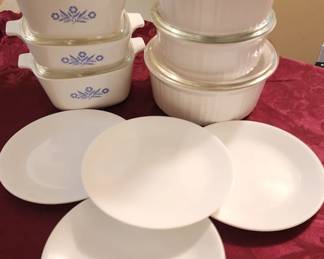 Corning ware Blue Corn Flower pattern Casserole Baking Dishes & Corning Ware French White