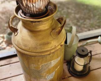  Galvanized Metal Rustic Milk Can, Medium