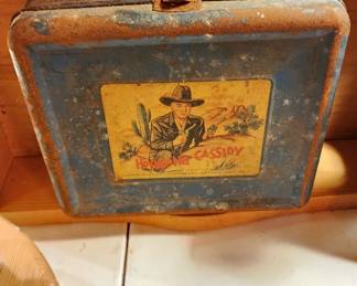 Vintage Hopalong Cassidy Lunch Box. 1950s. Metal With Cloud Motif (Unsure of Thermos at this time)
