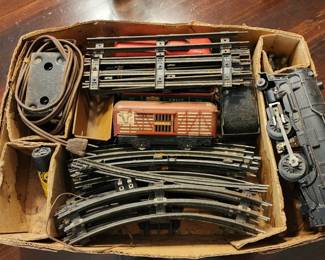 Vintage Toy Train Set with Tracks