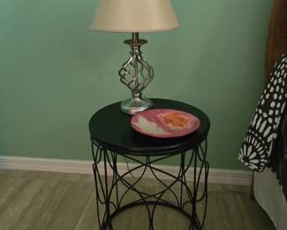 Plant Stand or Accent Table.  Metal + Lamp