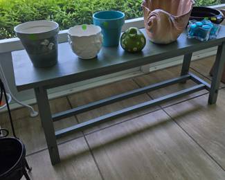 Wood Bench & Pots for Planting