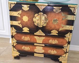 Beautiful Asian Cabinet with Brass Hardware
