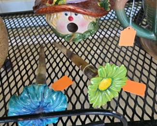 Bird House & Ceramic Flower Decorations