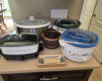 Crock Pots & VTG Cooker on Left Front also can be used as a Grill when top is removed.