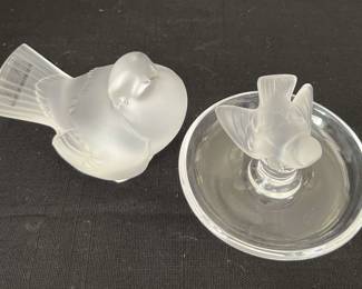SH124VLalique Crystal Sparrow And Bird Vanity Dish