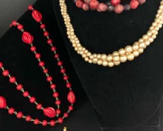 SH655VRed And Cream Costume Jewelry