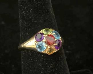 SH762VMulti Stone 14 K Gold Ring