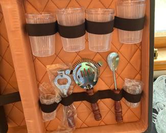 Portable bar in leather case