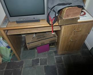 Desk with tv
