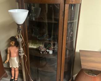 Antique curio cabinet vintage doll floor lamp