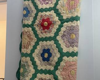 Hand l-made, vintage, full/queen-sized quilt