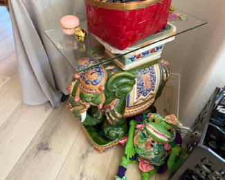 Decorative elephant base with glass top side table