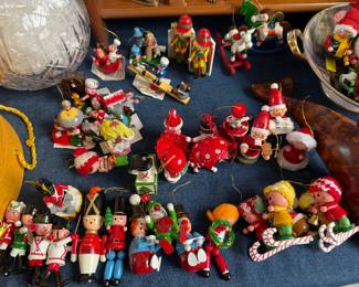 Family Room- Case Table 
Wooden Christmas ornaments 