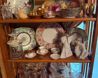 Formal Living Room 
Etched stemware
Lladro angel figurines-1 in box 