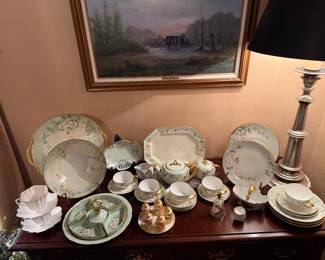 Formal Living Room 
Hand painted tea set on various blanks-some Limoges 