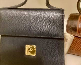 MCM black leather heart