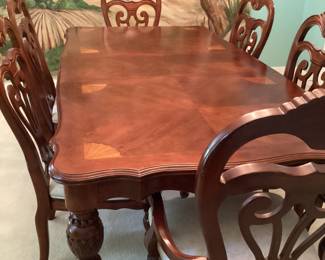 Dining Room Table -Solid Wood with Inlays (6) chairs