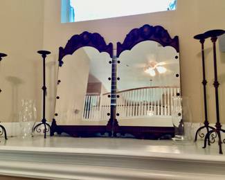 Antique matching mirrors with hand painted Flowers around Mirrors