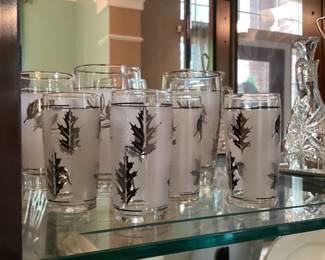 Libbey Silver Leaves Frosted Glasses