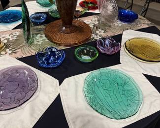 Many handmade blown glass items from Hot Island Glass, Maui HI