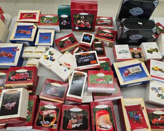 Hallmark Hotwheels, Cars, Construction Vehicles, Trains, Firetruck and Harley Davidson Ornaments