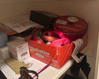 ribbons (in garage with holiday decor)