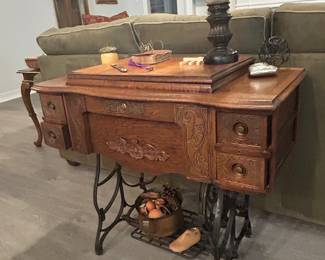 Antique New National Sewing machine and table
