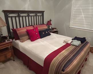 Vintage Elliott’s enamel and brass queen sized bedframe