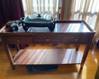 Sofa table and  Presto electric skillet(never been used)