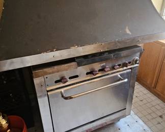 Commercial range with large hood