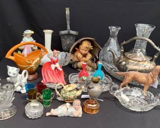 Plenty of smalls…, Royal Doulton, Hummels, silver plate and glassware.