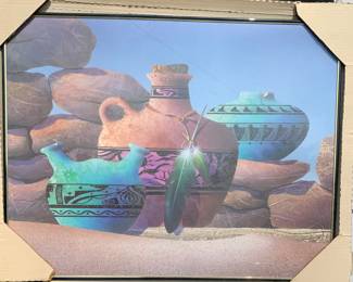 Vintage 1990s southwest framed poster art