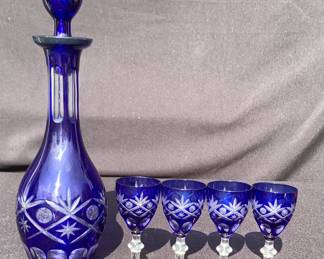 Cut Czech decanter and glasses