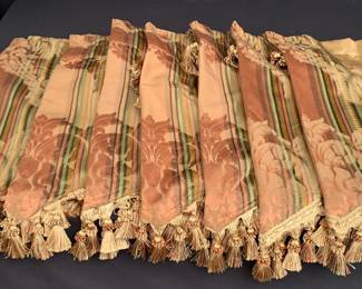 Lined tasseled damask drapery valances