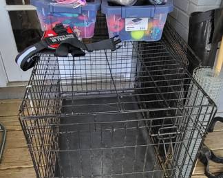 Dog kennels (2) and supplies