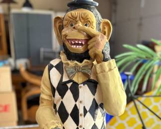 Monkey Butler painted resin toilet paper holder (approx. 32" tall)