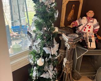 Small tree with Katherine’s Collection high end black and clear ornaments