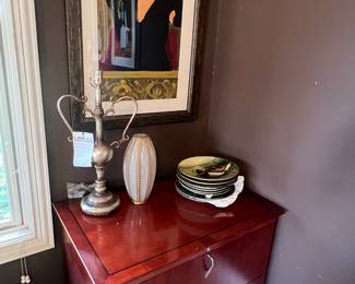 Decorator plates, fine cherry file cabinet