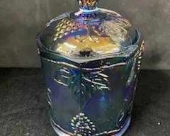 Blue Carnival Glass Candy Dish