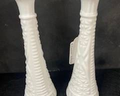Pr Milk Glass Bud Vases
