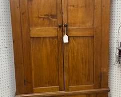 Primitive Walnut Corner Cabinet