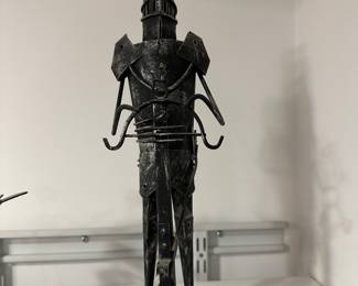 Medieval Metal Sculpture of a Gothic Knight 